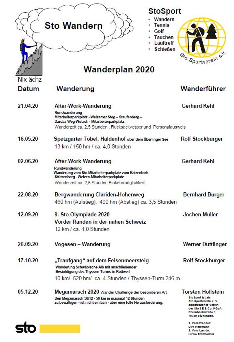 SAVE THE DATE - Wanderplan 2020